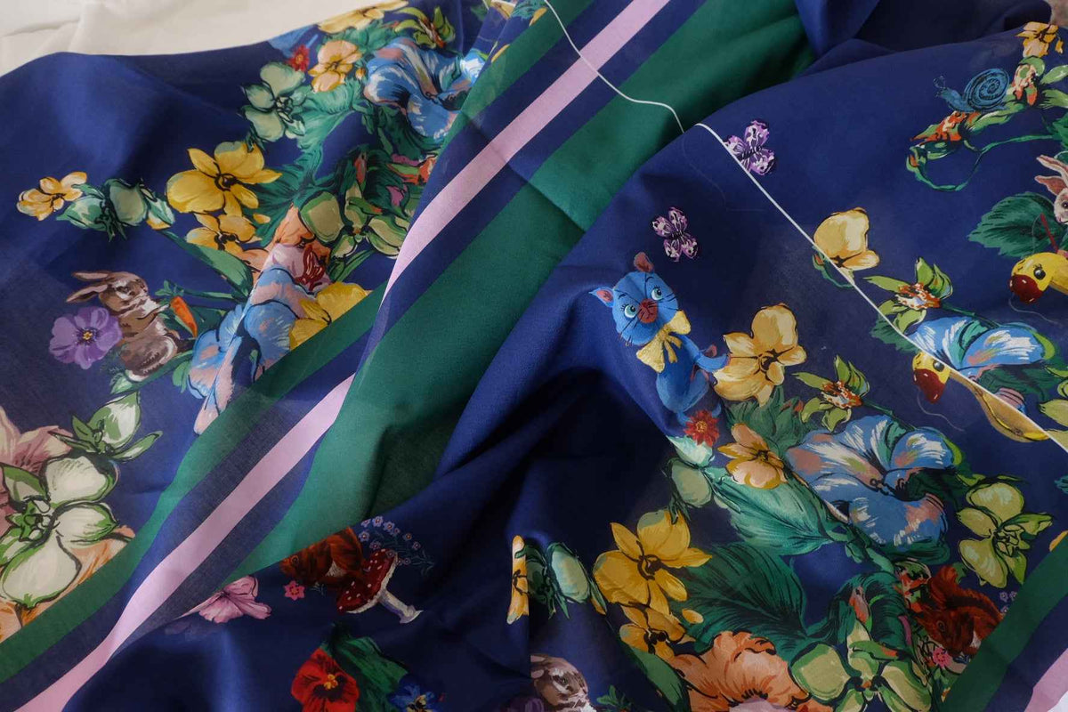 Enchanted Woodland – Storybook Border Print Cotton Voile – 3.3 yd