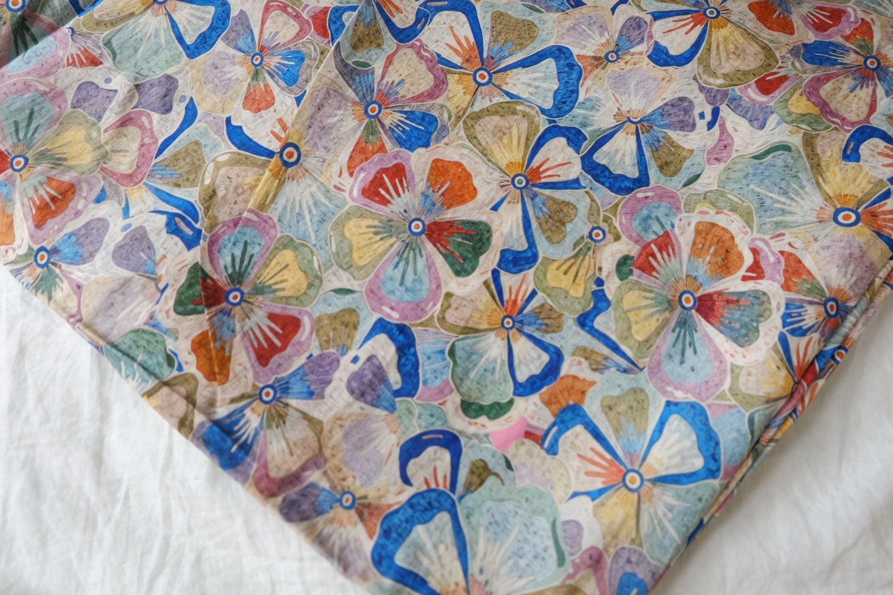 Colorful Abstract Floral Tencel-Nylon Fabric — 2.19 yd