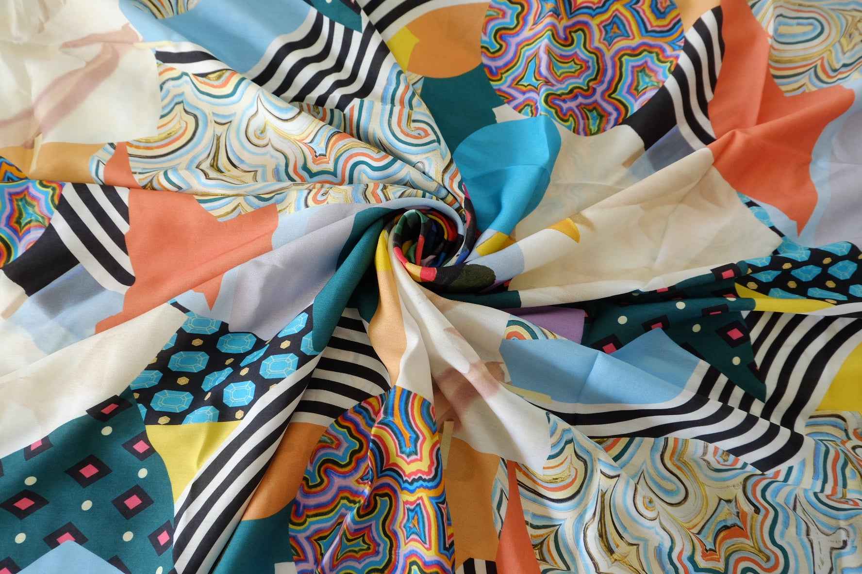 Abstract Patchwork Silk Cotton Fabric – 2.2 yd