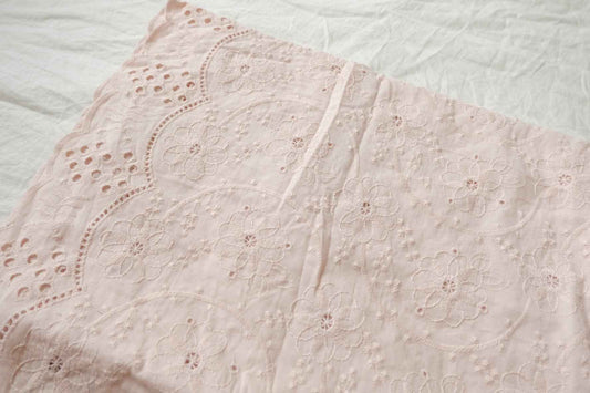 Blush Cotton Eyelet Embroidery Fabric - 2.19 yd