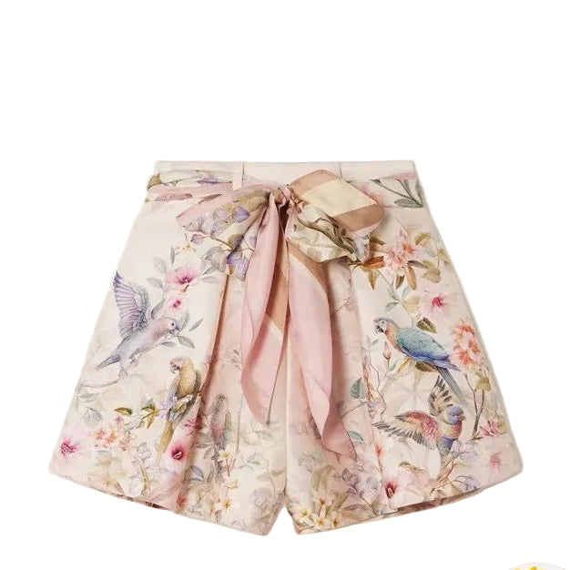 Zimmermann Bird Garden Cotton Twill Shorts Panel – Size M