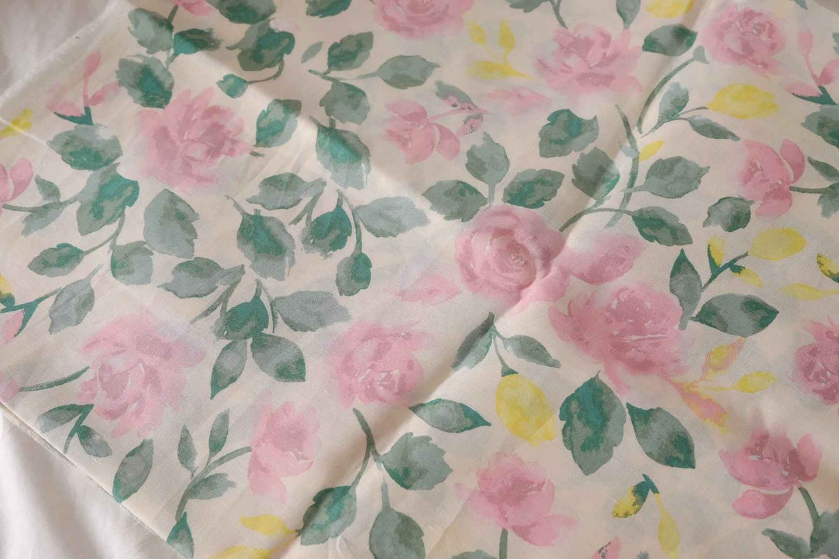 Watercolor Rose Linen Cotton — 2.19 yd