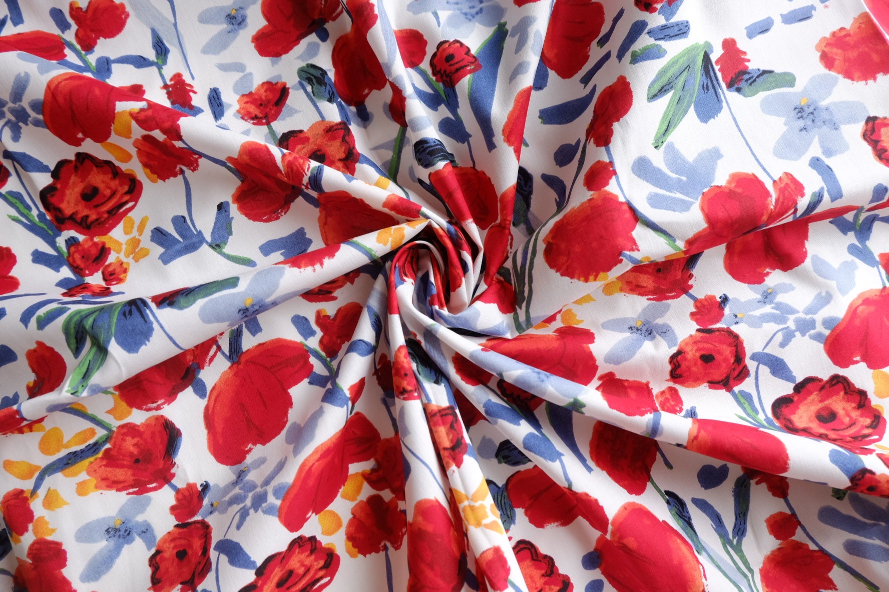 Red Watercolor Floral 40s Cotton Poplin – 3.3 yd