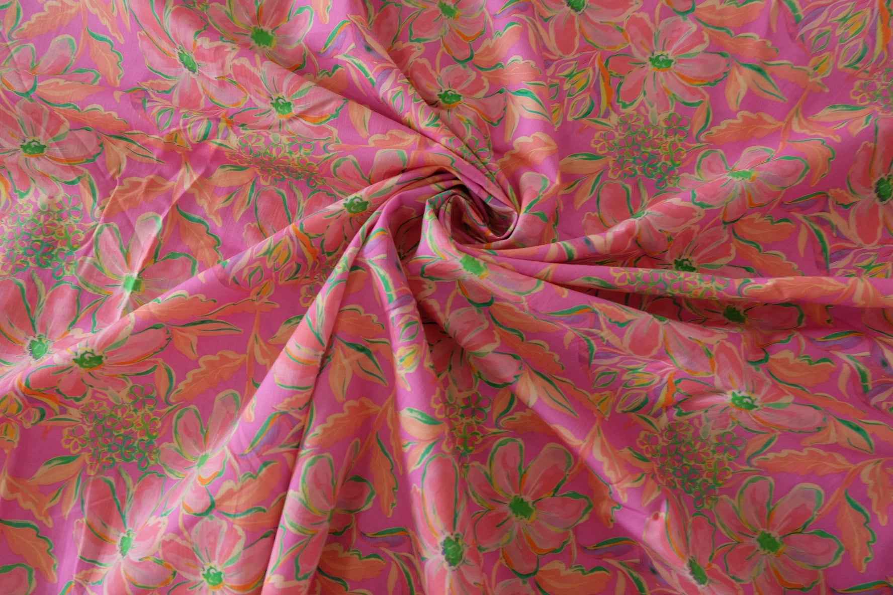 Bright Pink Floral Cotton Lawn — 3.28 yd