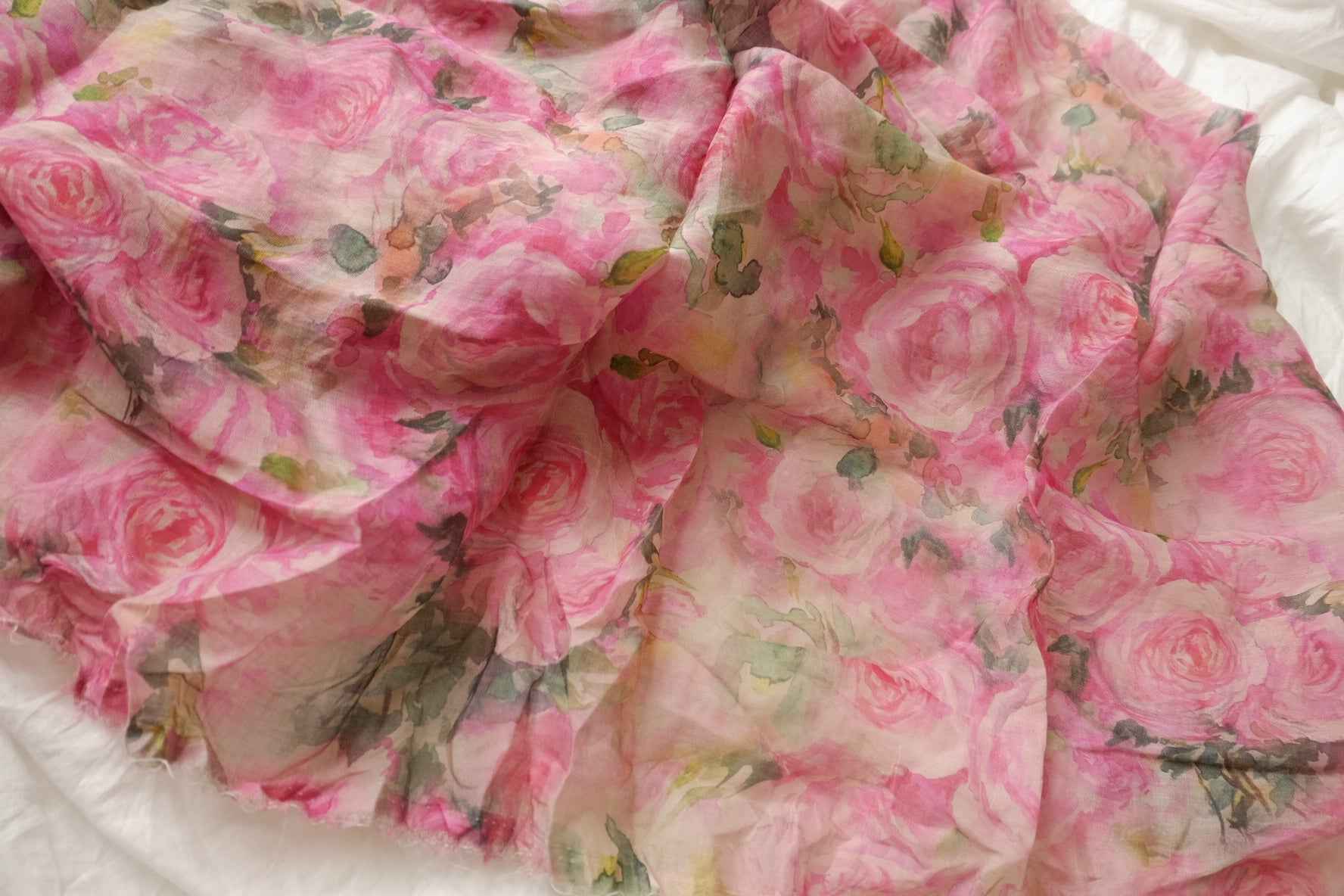 Sheer Pink Rose Lightweight Linen Fabric - 1.75 yd