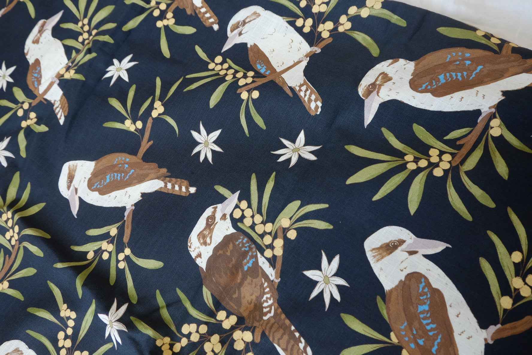 Japanese Cotton Linen Storybook Bird Fabric - 2.19 yd