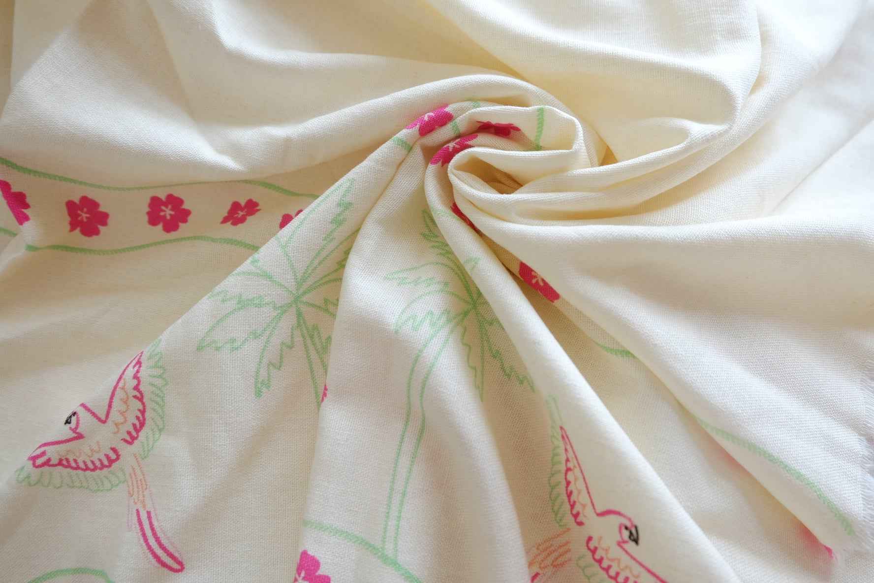 Bird Border Linen Cotton Placement Fabric - 2.19 yd