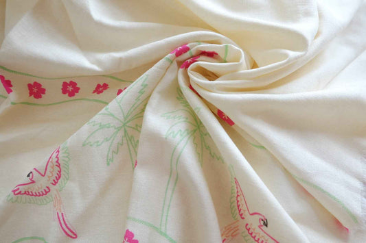 Bird Border Linen Cotton Placement Fabric - 2.19 yd