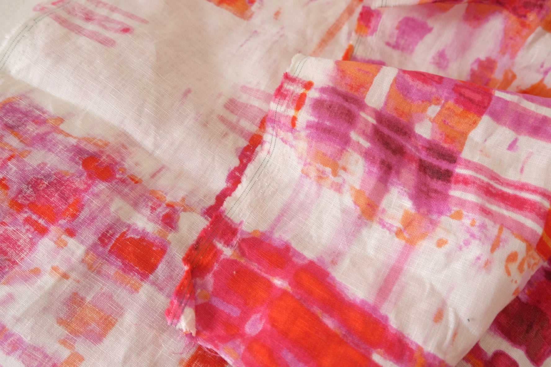 Colorful Abstract Print 100% Linen Fabric – 1.9 yd