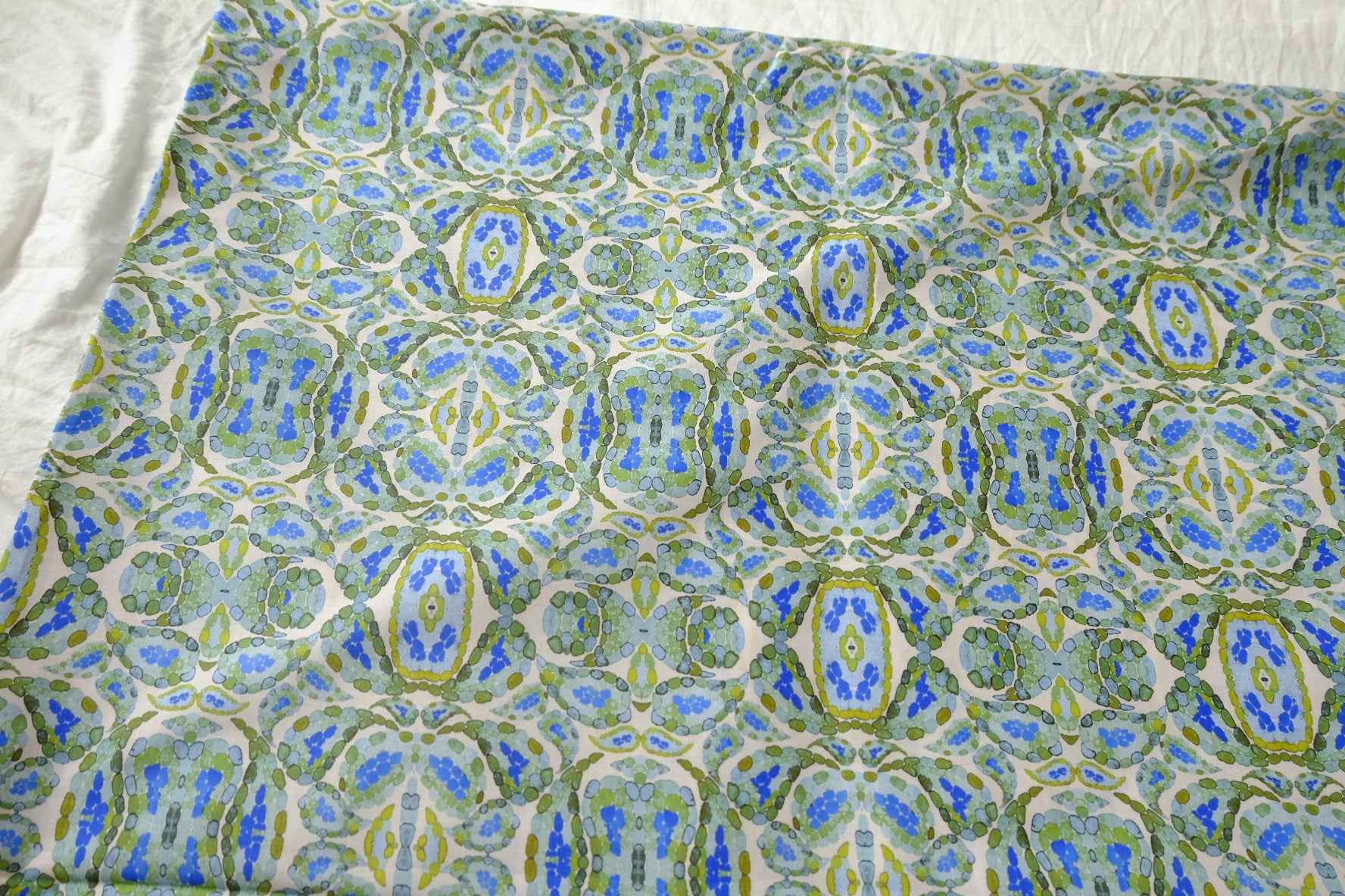 Blue-Green Cotton Lawn Fabric - 1.64 yd