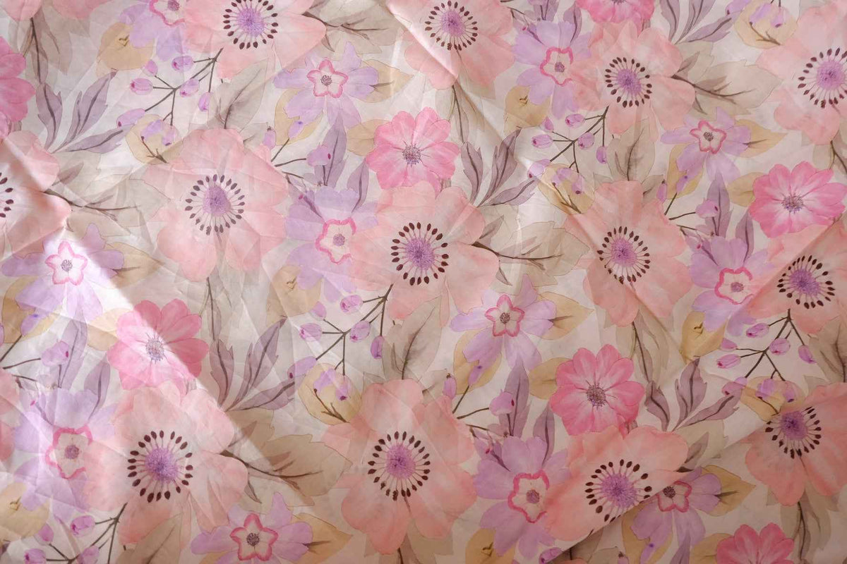 Blush Watercolor Floral Cotton Lawn — 2.3 yd