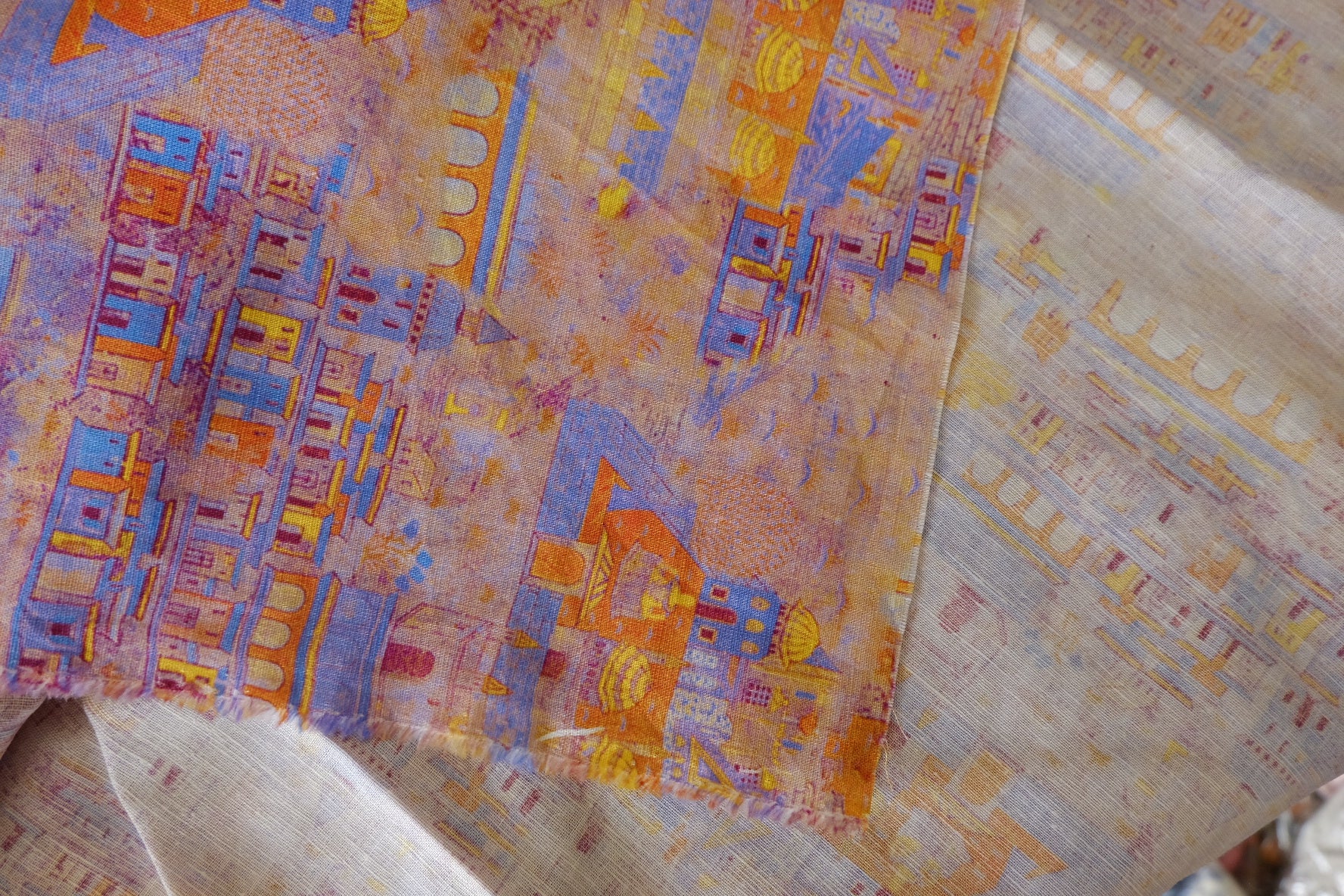 Pastel Cityscape Linen Cotton – 2.2 yd