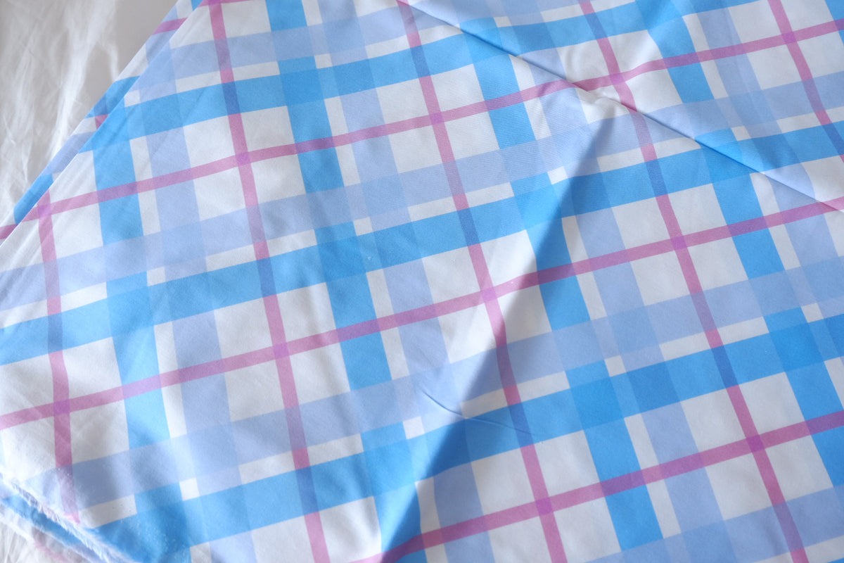 Blueberry Picnic Plaid – Cotton Poplin Fabric – 3.28 yd