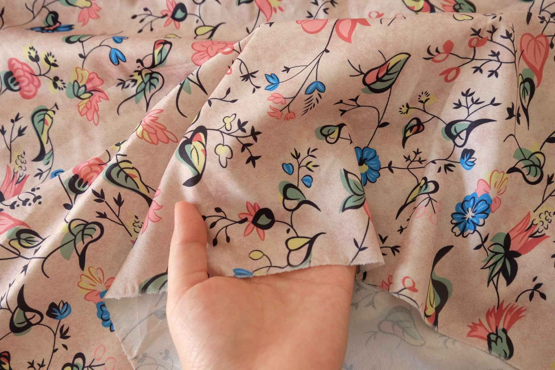 Vintage Garden Satin Fashion Fabric – 1.64 yd