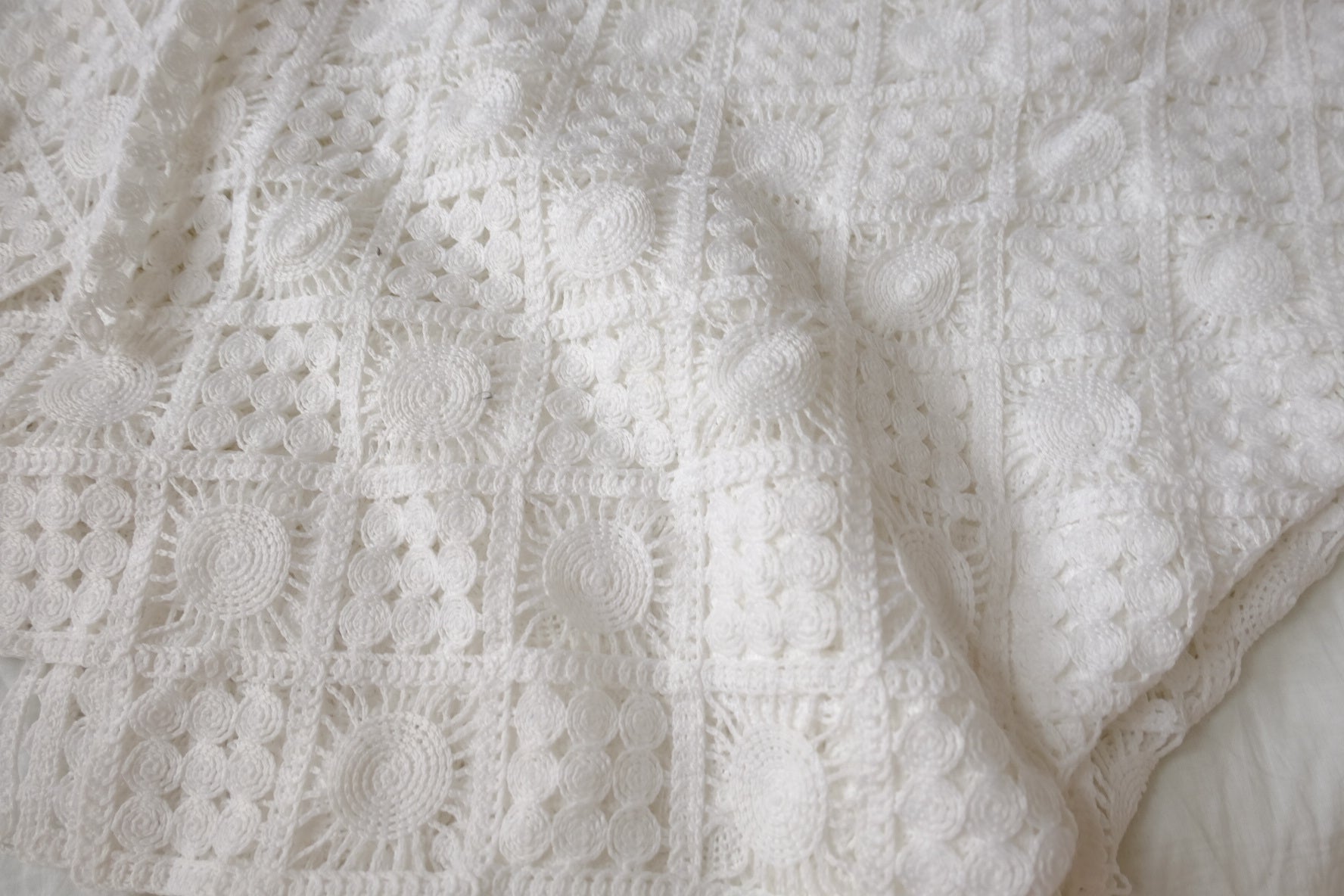 Heavyweight White Crochet Lace, 2.19 Yards