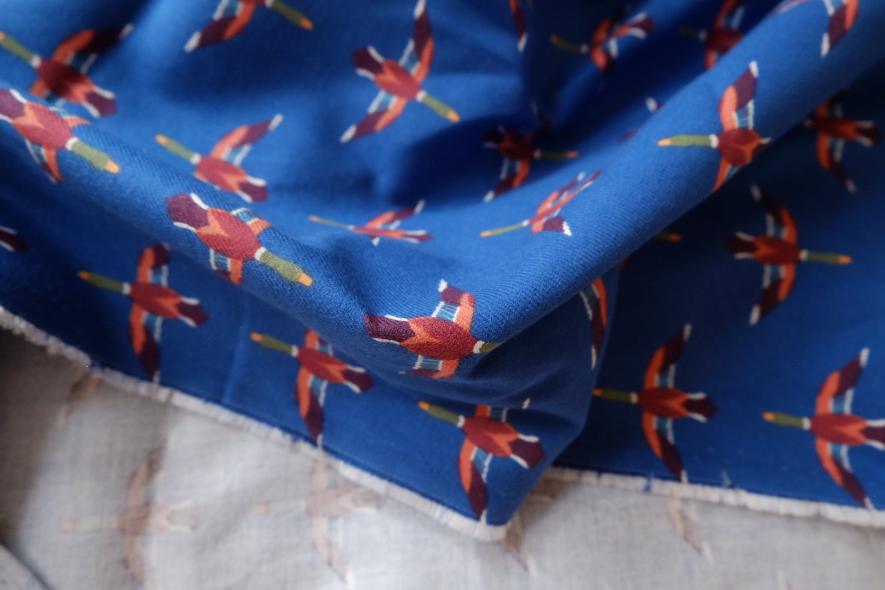 Brushed Cotton Twill with Flying Ducks, 1.6 Yards