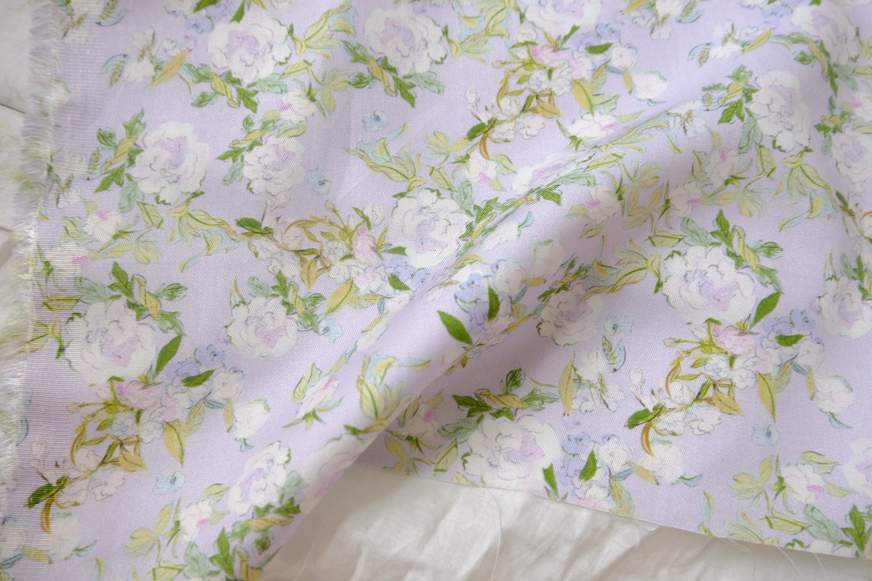 Lavender Floral Twill Tencel Fabric - 3.28 yd