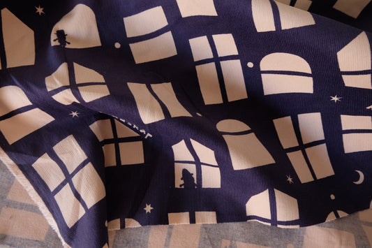 Midnight Windows Printed Cotton Fine Wale Corduroy – 2.2 yd