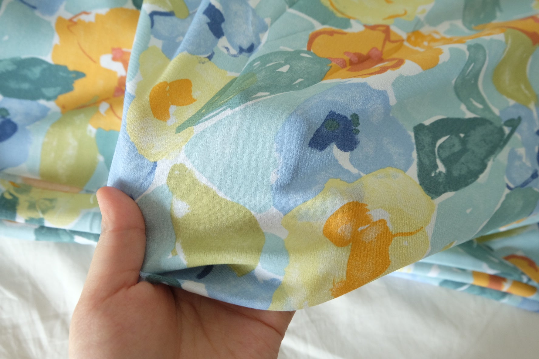 Pastel Watercolor Floral Rayon Viscose Fabric – 3.3 yd