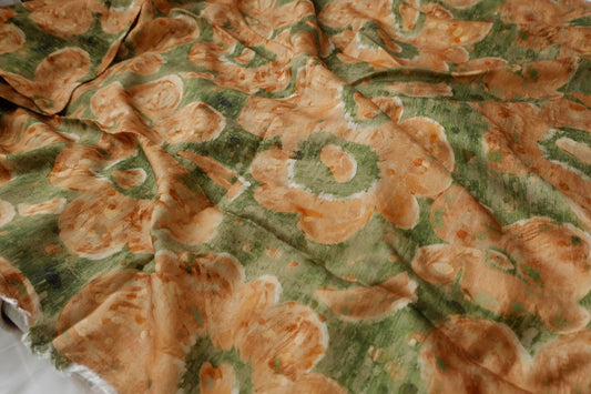 Watercolor Apricot Floral Lyocell Linen Fabric - 1.64 yd