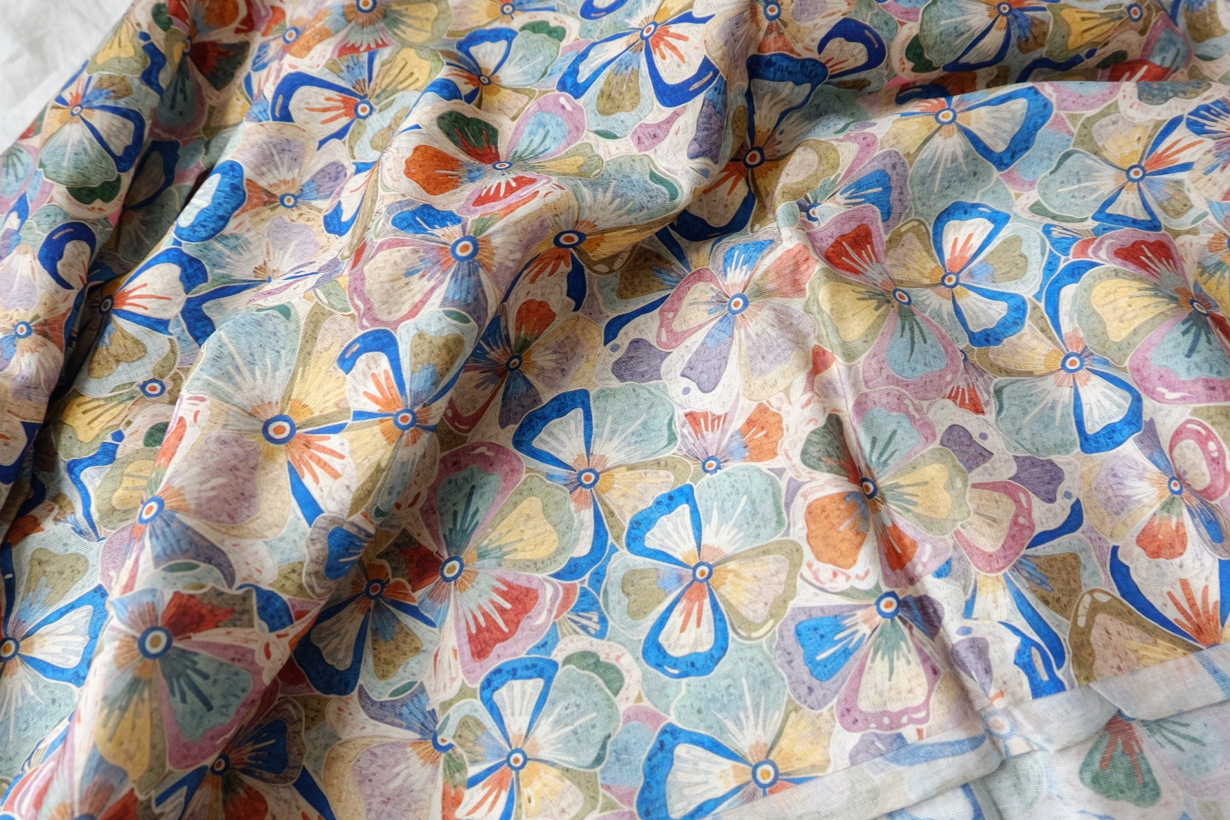 Colorful Abstract Floral Tencel-Nylon Fabric — 2.19 yd