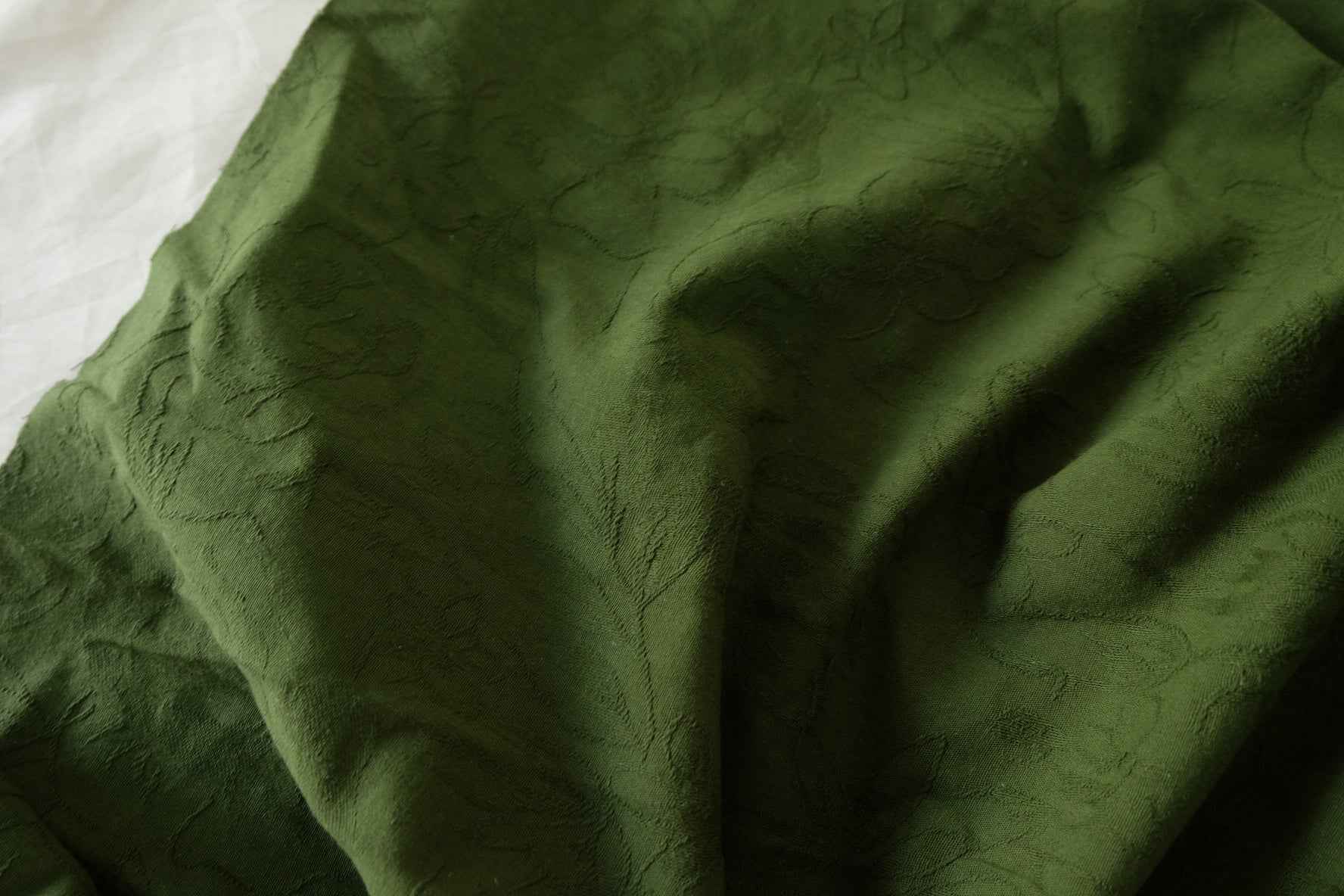 Forest Green Floral Cotton Jacquard Fabric – 1.6 yd