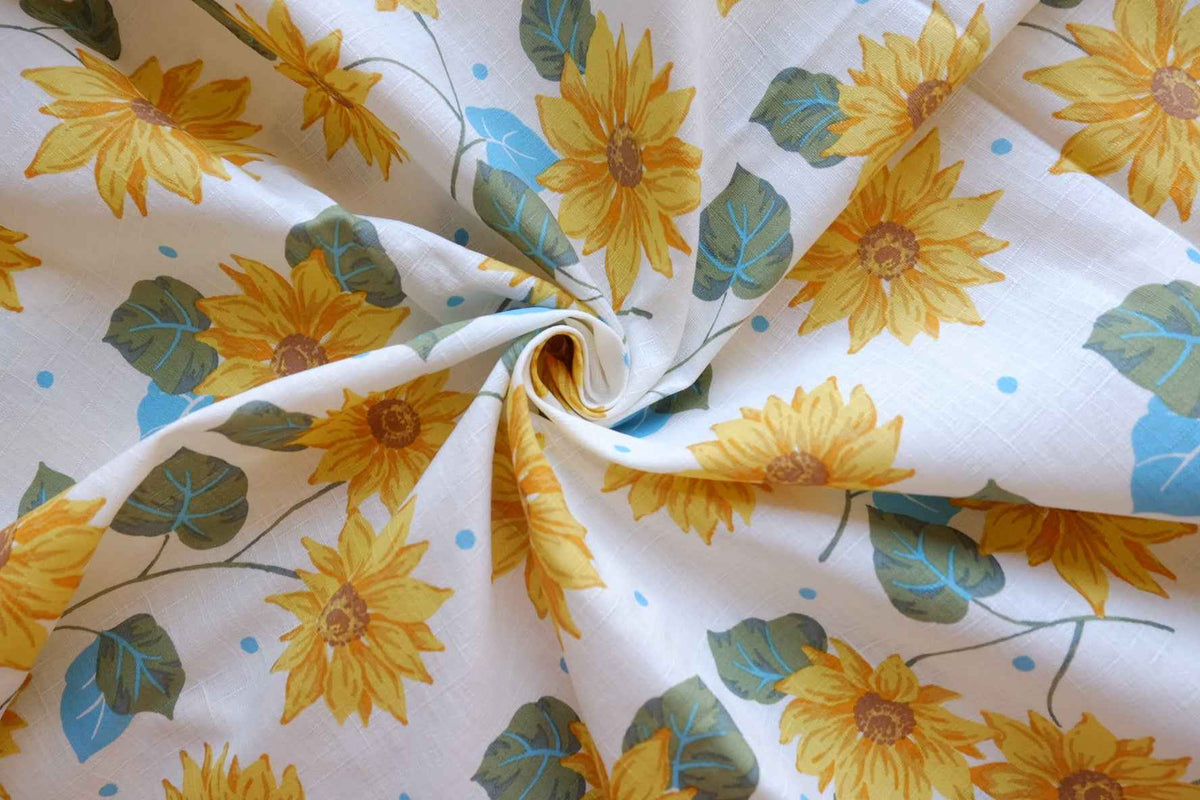 Golden Sunflower Linen Cotton Blend Fabric – 2.19 yd
