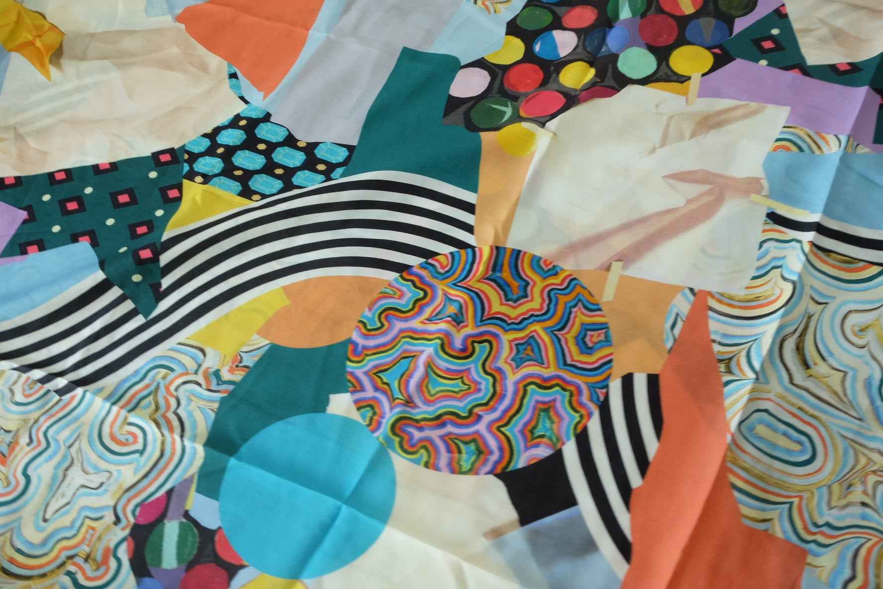 Abstract Patchwork Silk Cotton Fabric – 2.2 yd