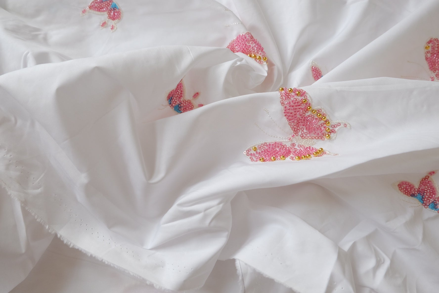 Beaded Butterfly High-Density Cotton Poplin, 2.2 Yards