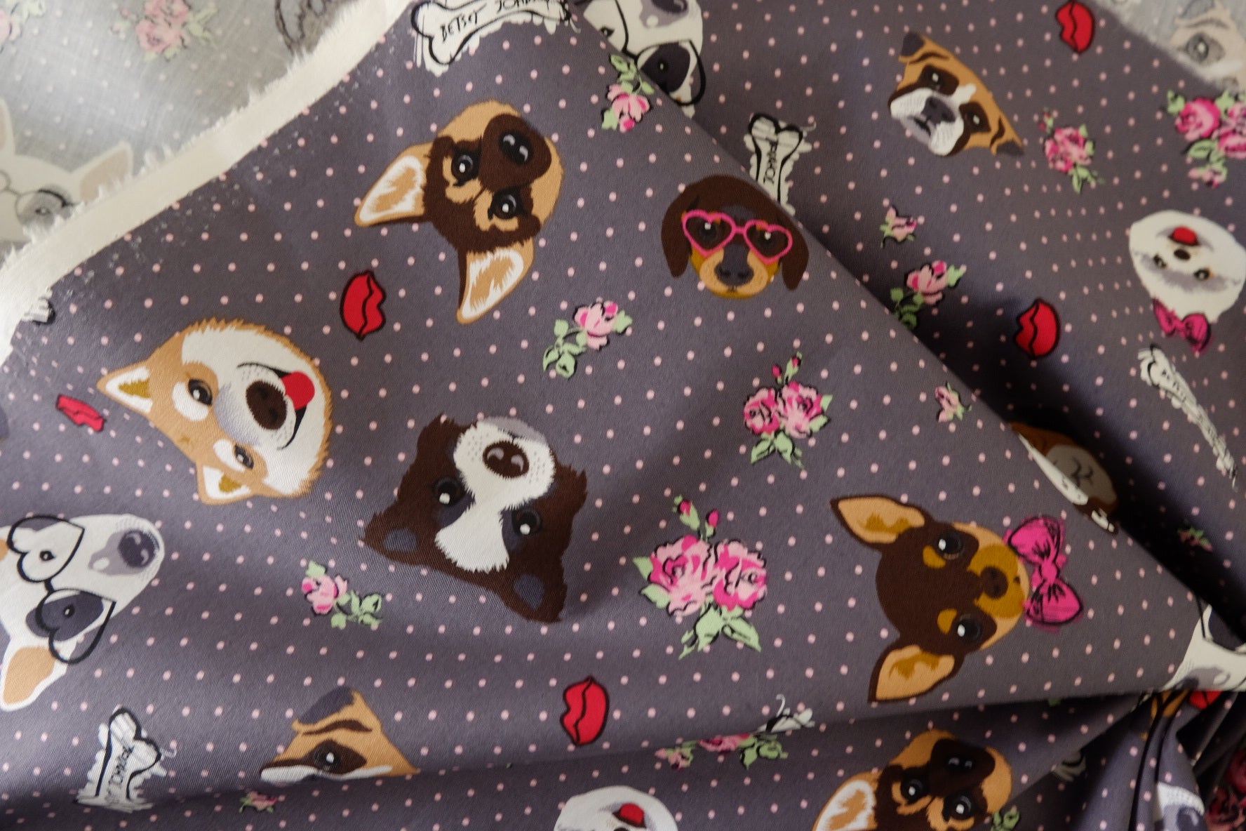 Vintage Puppy Garden Cotton Poplin Fabric – High Thread Count Cotton Print – 2.2 yd