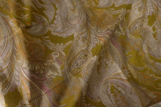 Olive Paisley 100s Cotton Lawn Fabric – 3.3 Yards
