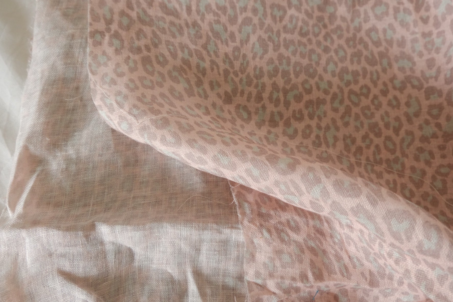 Blush Leopard Print Pure Linen Fabric – 1.6 yd