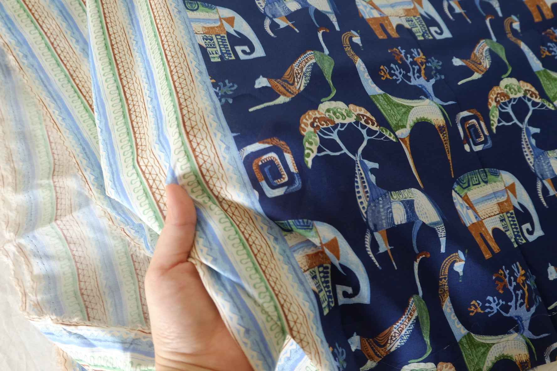 Navy Horse Print Border Cotton Fabric – 2.2 yd