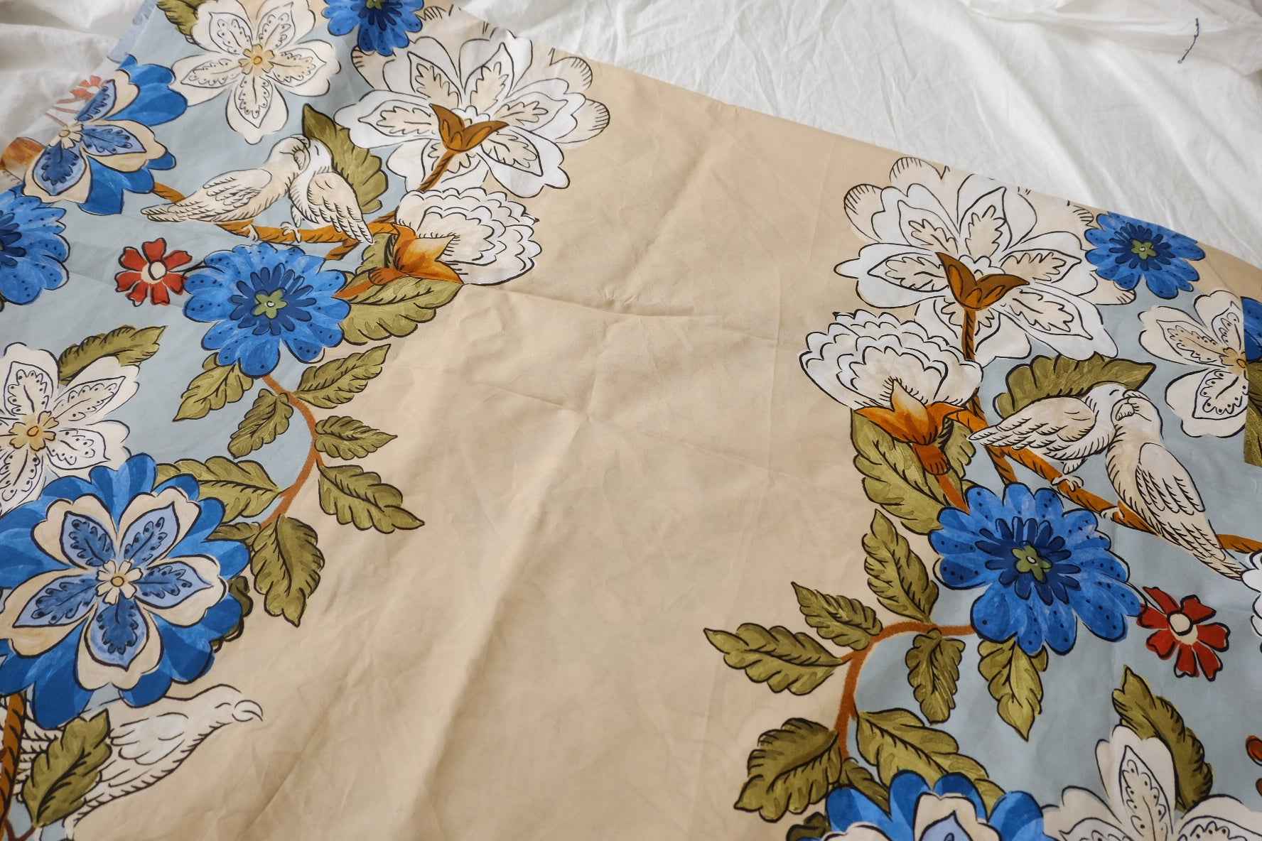 Patchwork Floral Bird Cotton Poplin Fabric - 3.28 yd