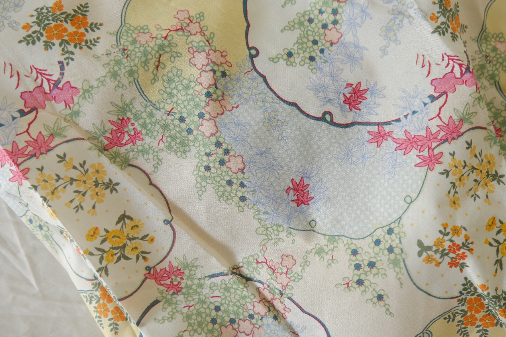 Poetic Fan Garden Print Cotton Lawn Fabric – 3.83 yd Piece