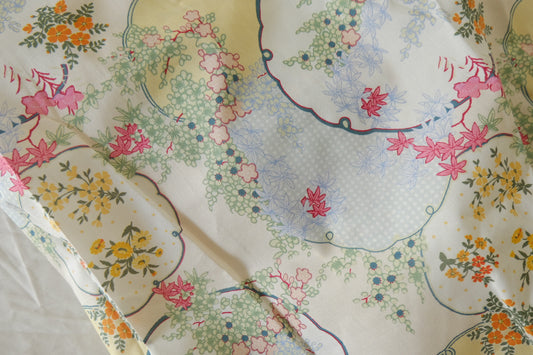 Poetic Fan Garden Print Cotton Lawn Fabric – 3.83 yd Piece