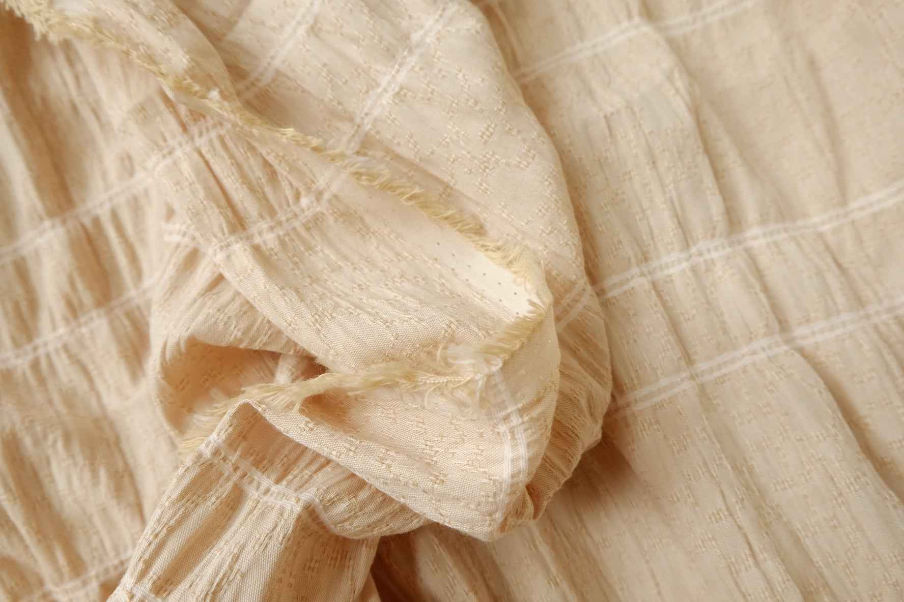 Textured Crinkled Cotton Linen Jacquard Fabric, Soft Structured Dress Weight, 3.28 Yards