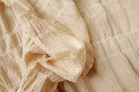 Textured Crinkled Cotton Linen Jacquard Fabric, Soft Structured Dress Weight, 3.28 Yards