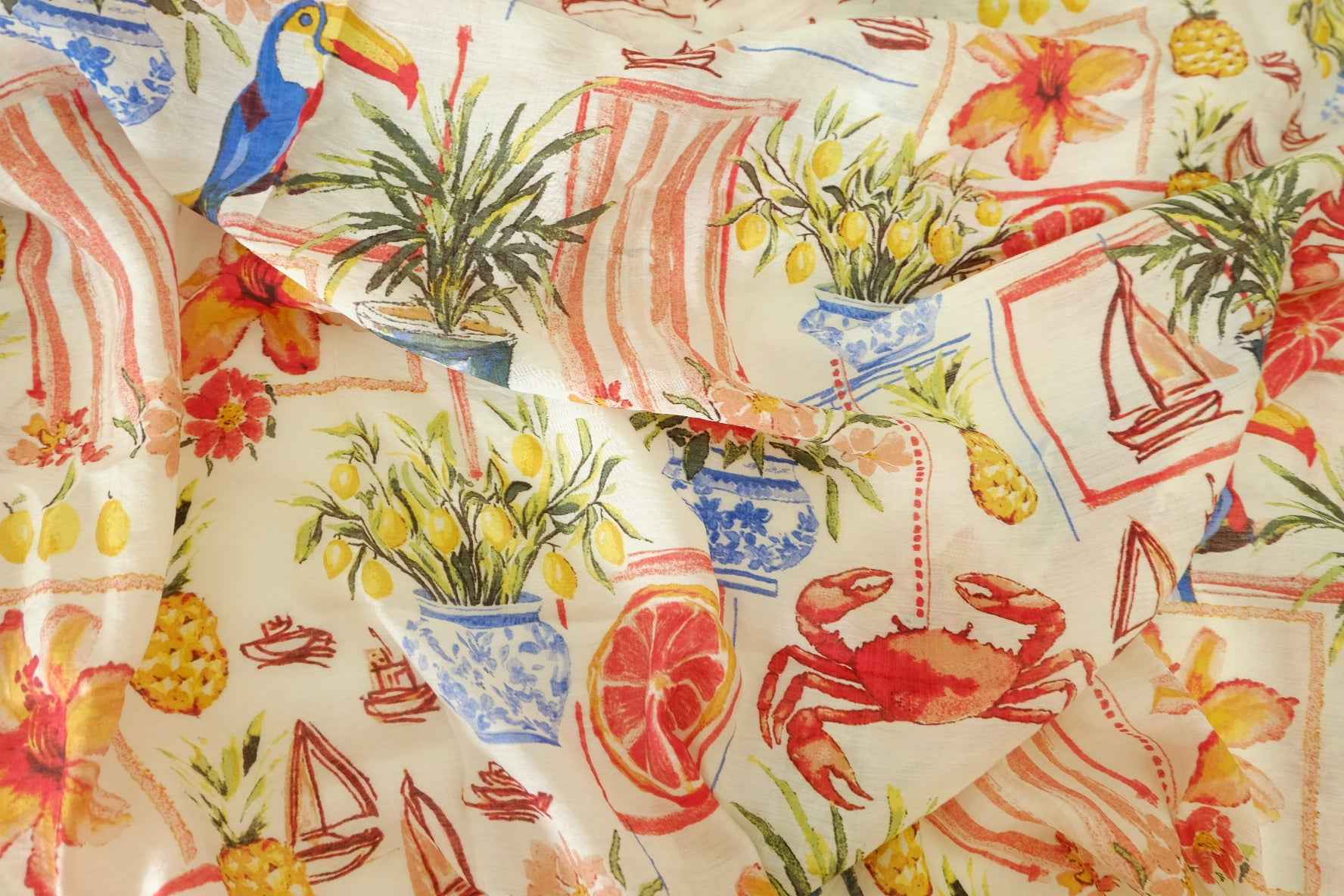 Tropical Fruit Tencel Cotton Fabric – 3.3 yd