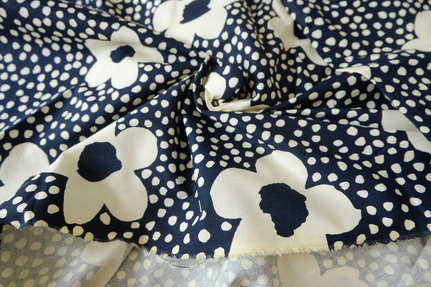 Navy Graphic Floral Cotton Poplin (2.2 Yards)