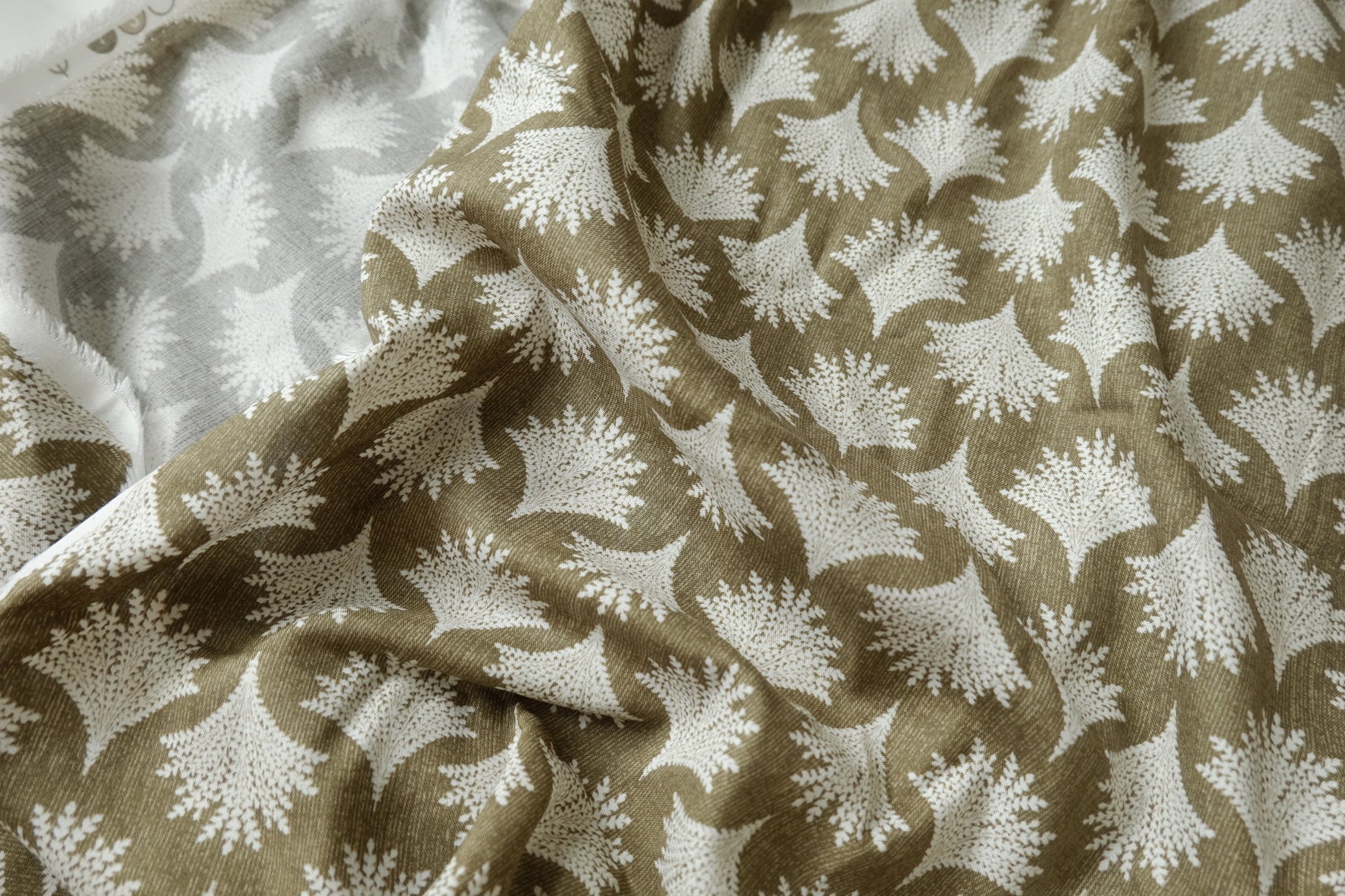 Olive Botanical Ramie Cotton Fabric - 2.73 yd
