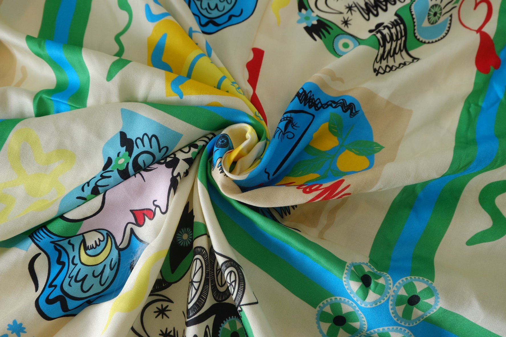 Whimsical Art Print Cotton Sateen – 3.28 yd