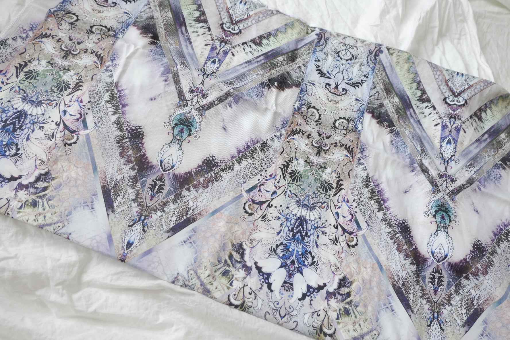 Lavender Grey Printed Cotton Linen — 1.64 yd Piece