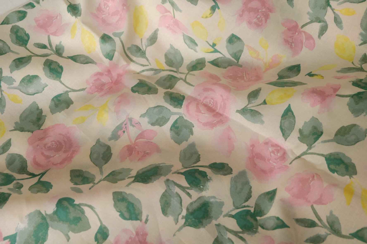 Watercolor Rose Linen Cotton — 2.19 yd