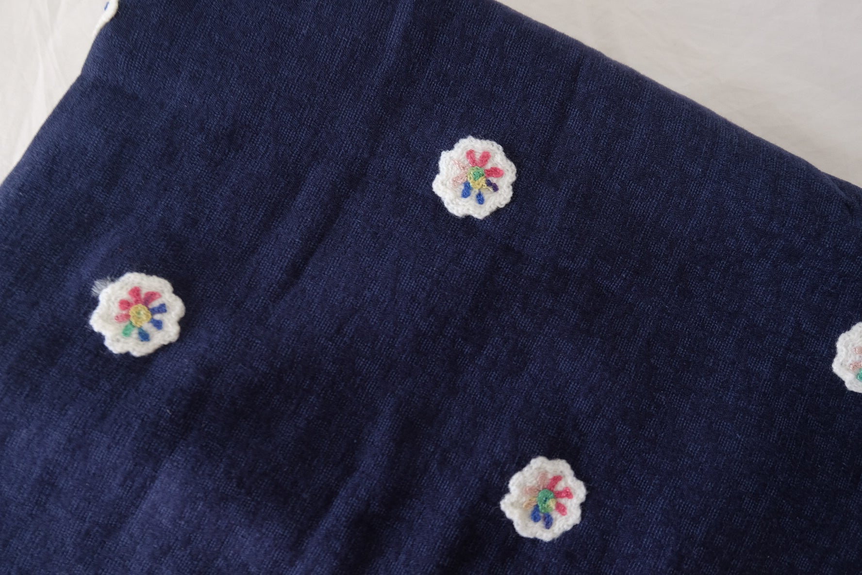 Soft Embroidered Cotton Linen Blend Fabric  – 1.6 yd