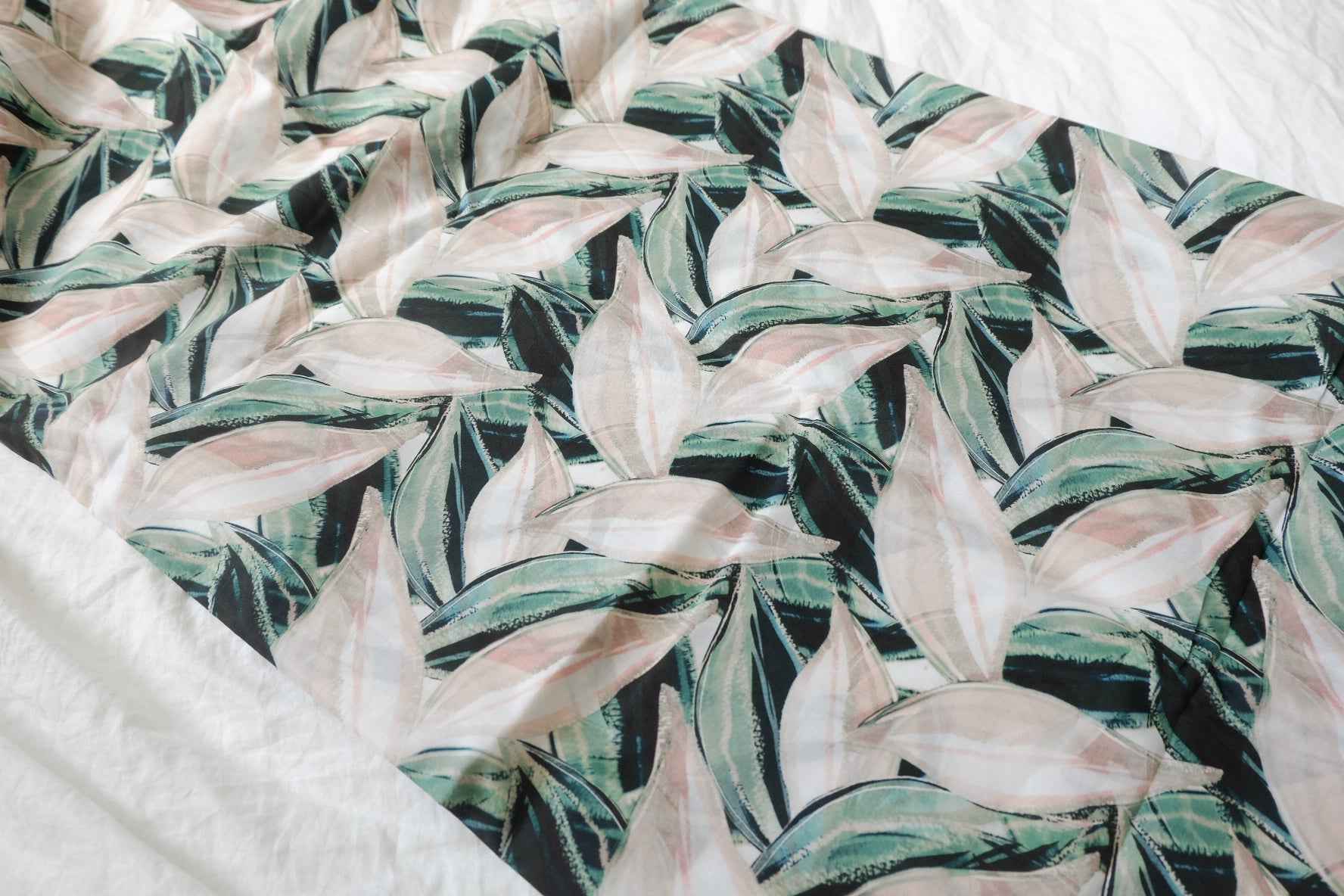 Soft Tropical Leaf Cotton Lawn Fabric — 3.17 yd