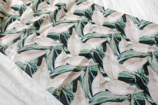 Soft Tropical Leaf Cotton Lawn Fabric — 3.17 yd