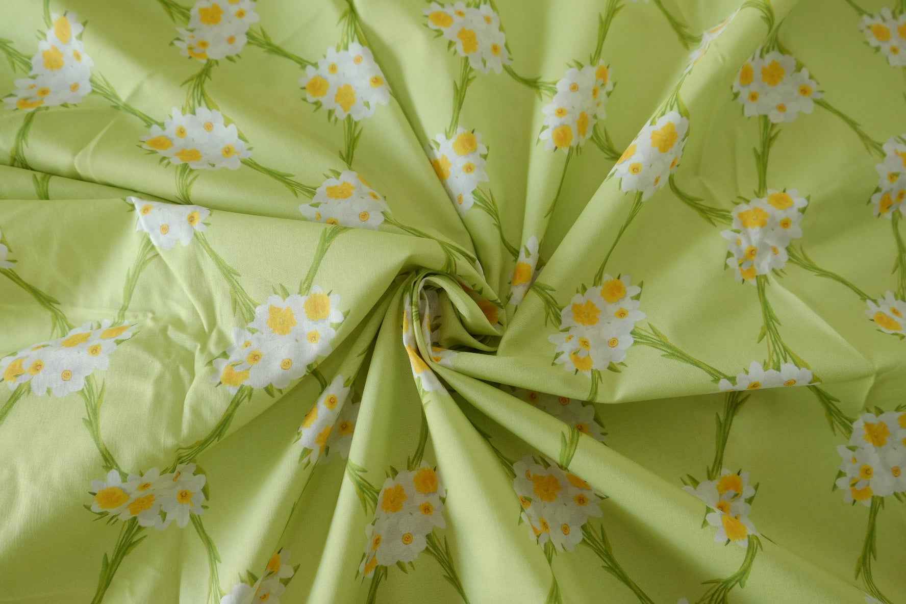 Lime Green Floral Cotton Lawn Fabric – 2.4 yd