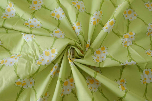 Lime Green Floral Cotton Lawn Fabric – 2.4 yd