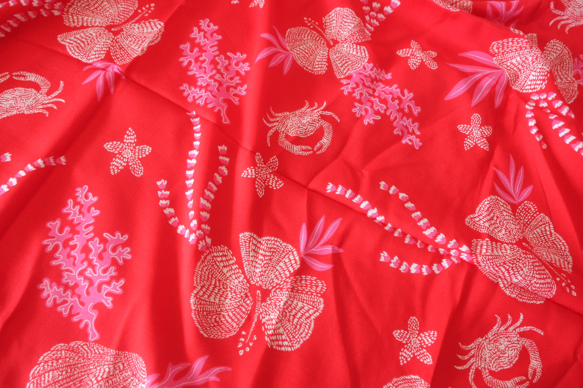 Pink Coral Garden – Soft Cotton Print Fabric – 2.2 yd